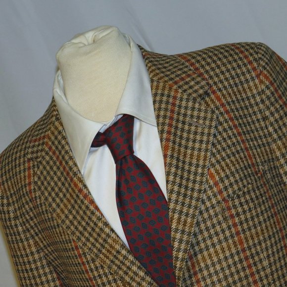 Swaine Adeney Brigg Bladen Wool Brown Check Three Button Sport Coat 38R - Picture 4 of 11